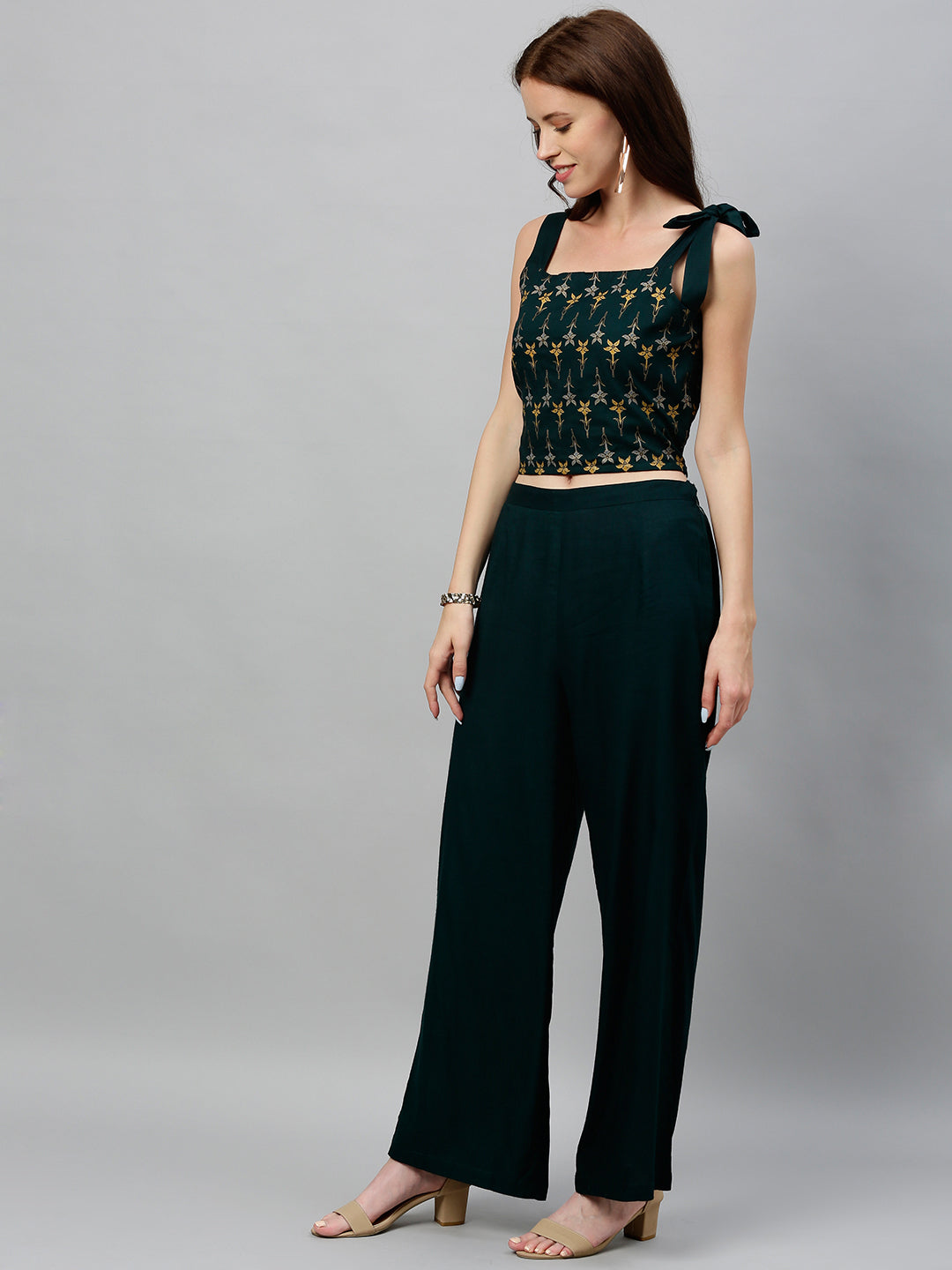 Rayon Floral Print Regular Top & Palazzo Set - Image 3