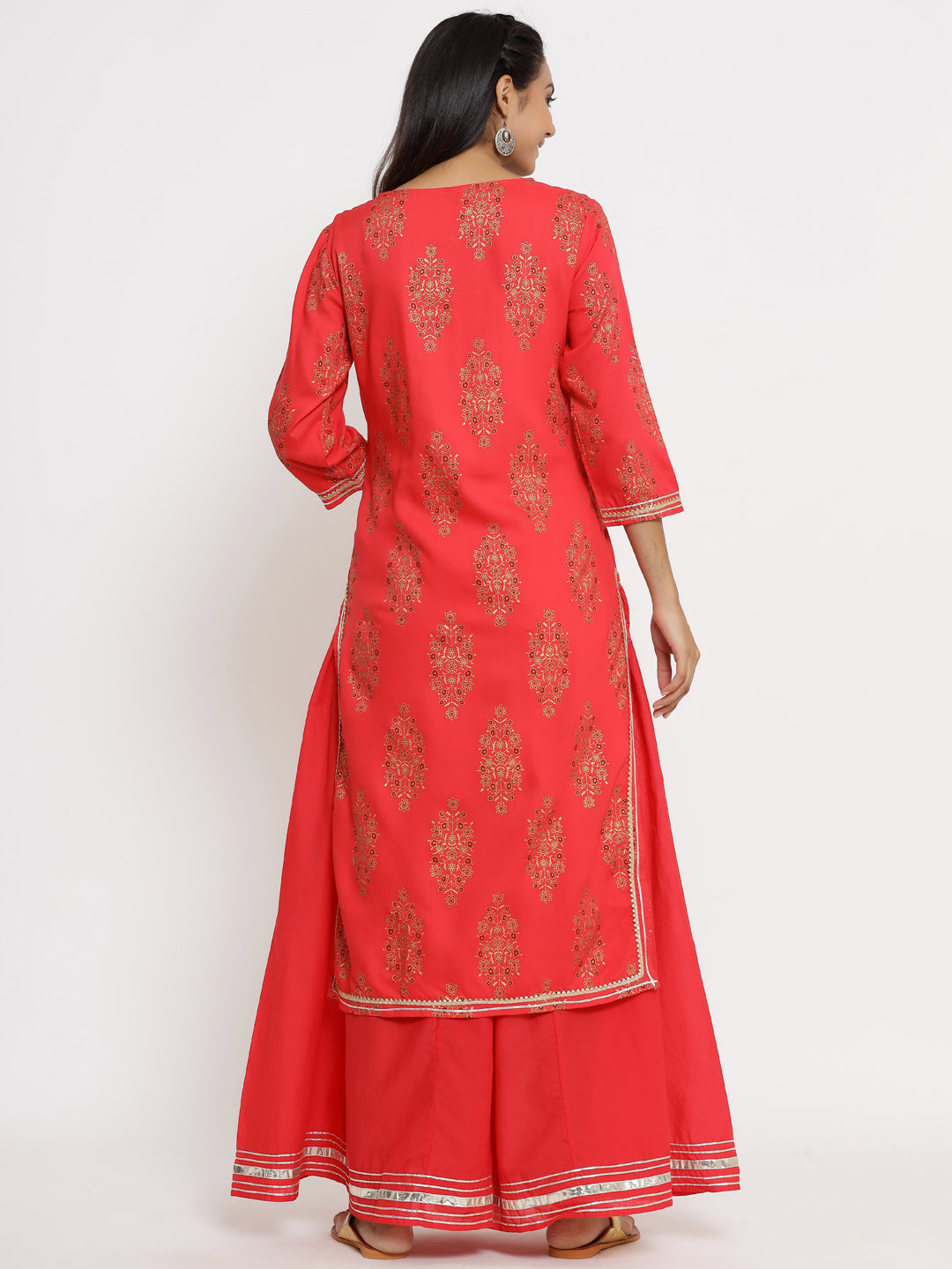 Rayon Gold Print Regular Kurta Sharara Set - Image 2