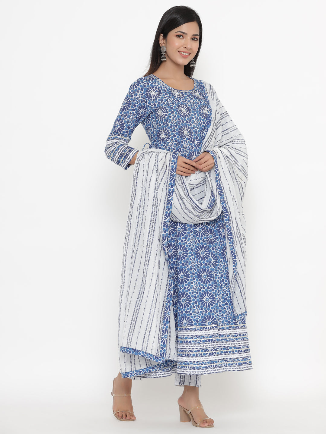 Cotton Printed Regular Kurta Pant Dupatta - Image 3