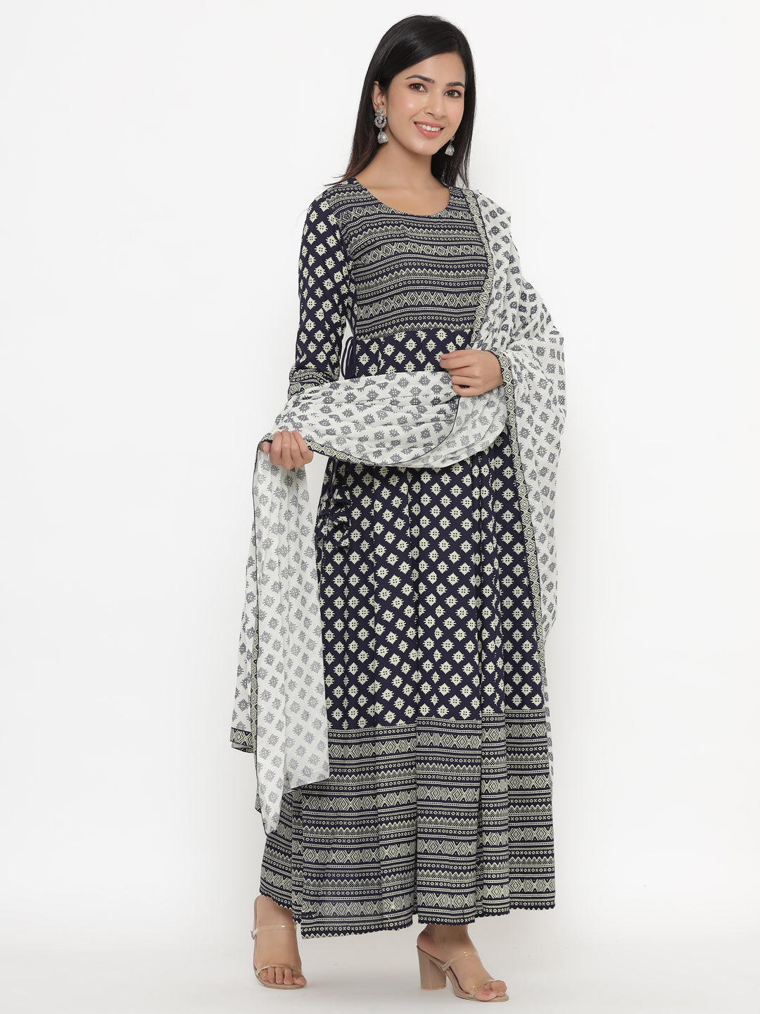 Rayon Printed Regular Kurta With Dupatta - Image 3