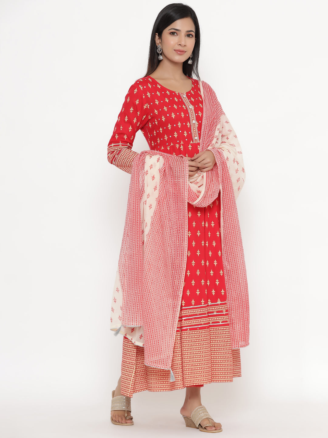 Rayon Printed Regular Kurta With Dupatta - Image 3