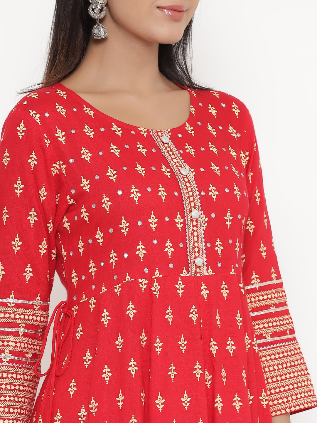Rayon Printed Regular Kurta With Dupatta - Image 4