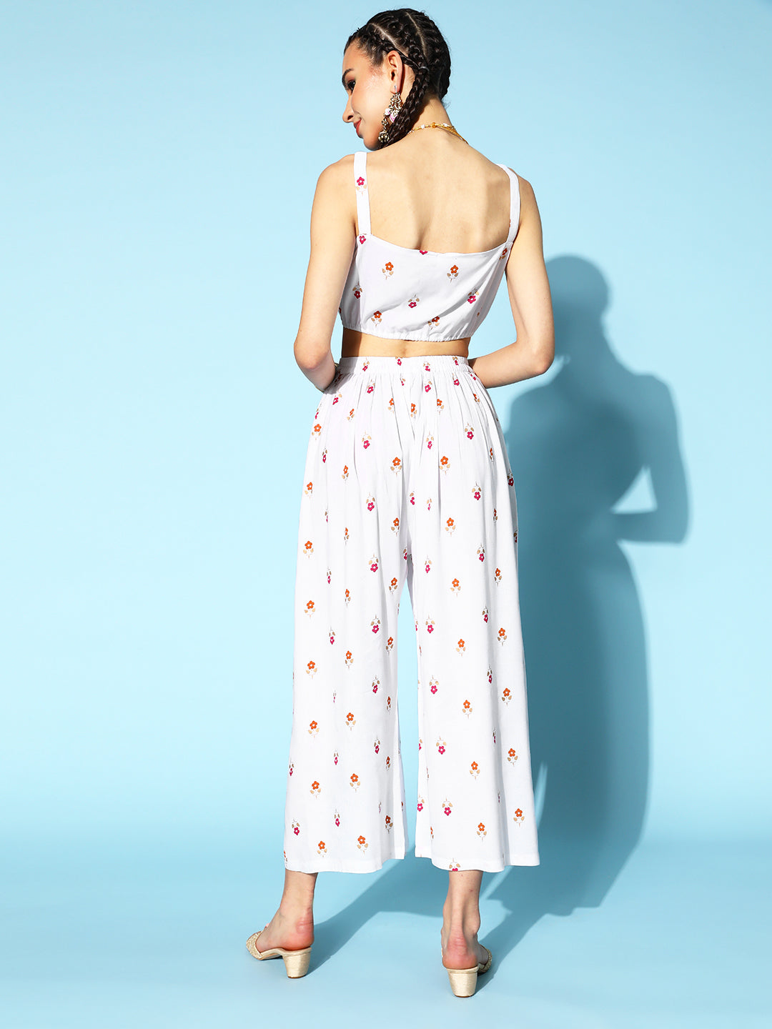Rayon Floral Regular Ethnic Set (White) - Image 2
