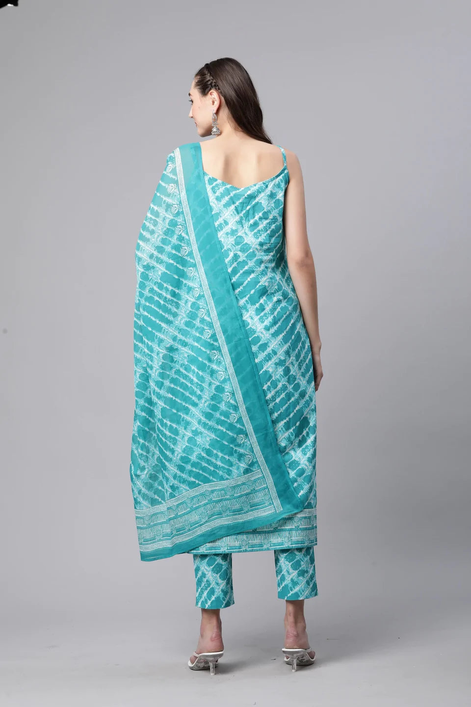 Cotton Tie Die Straight Kurta Set (Blue) - Image 2