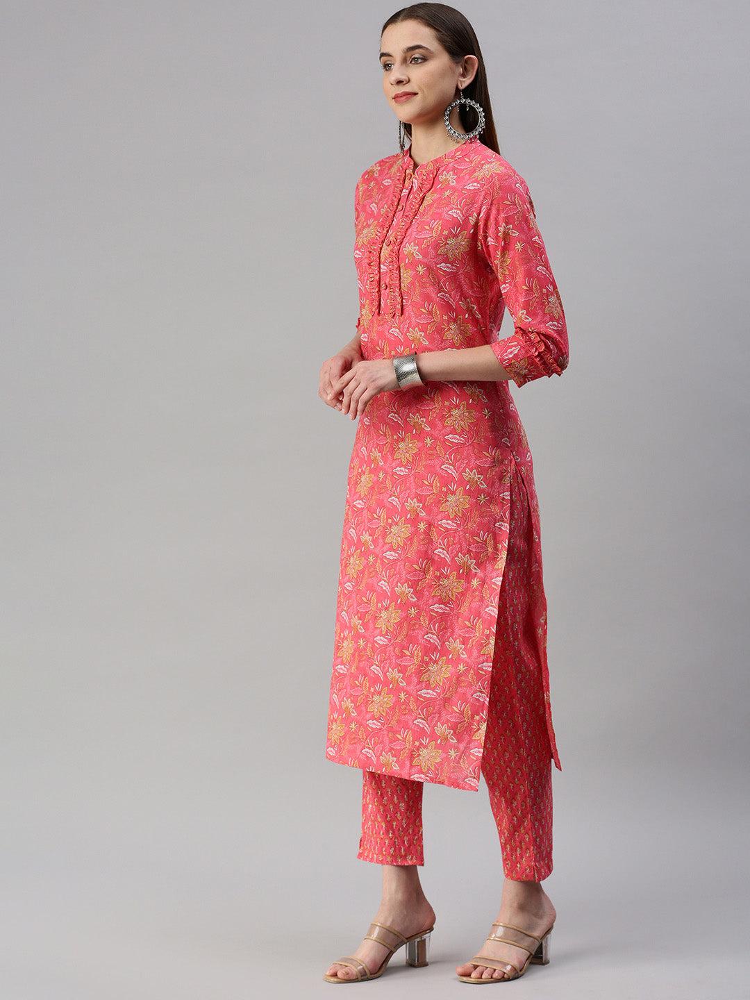 Cotton Floral Straight Kurta Set - Image 3