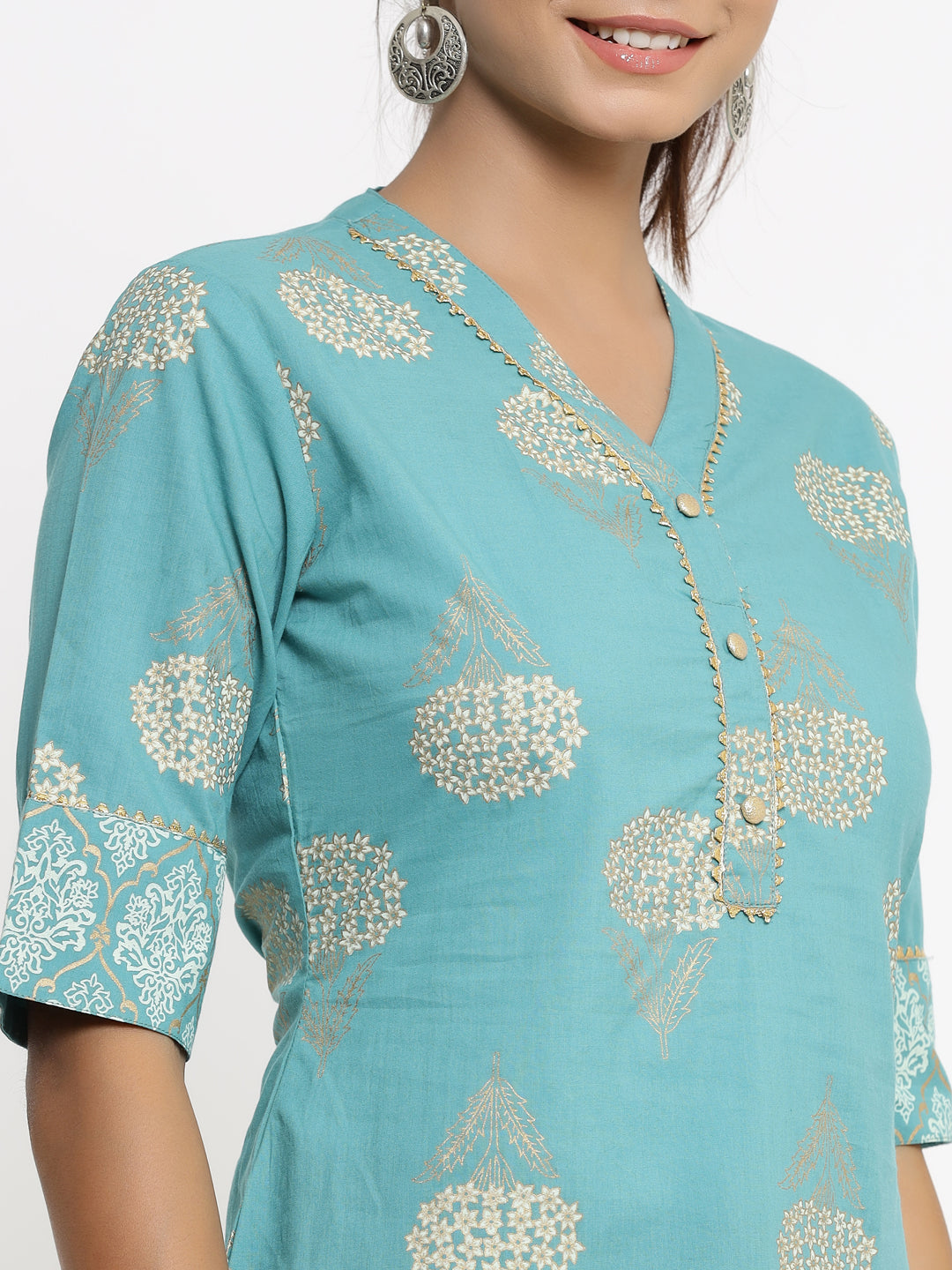 Rayon Gold Print Regular Top - Image 4