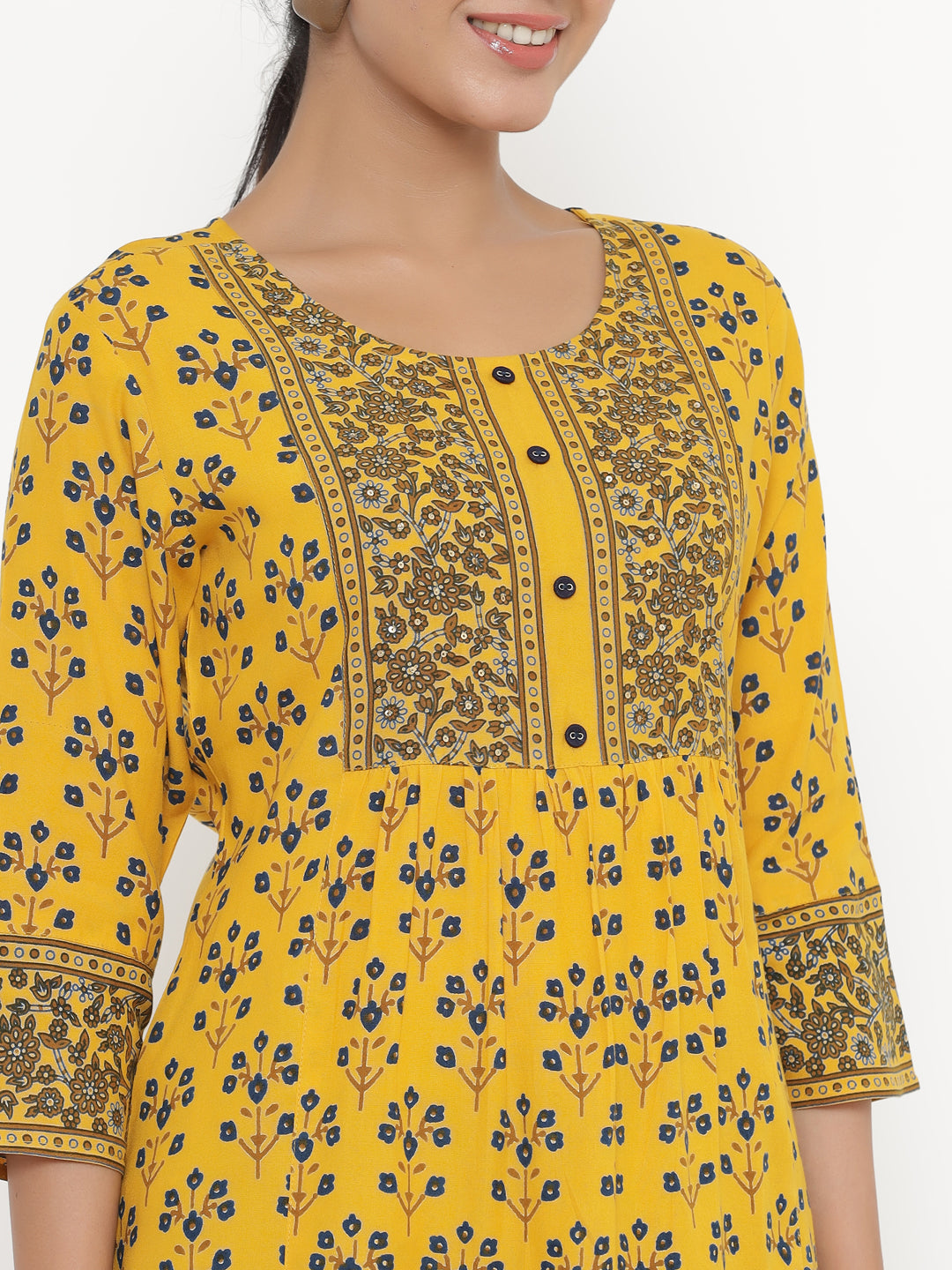 Rayon Floral Print Straight Top - Image 3