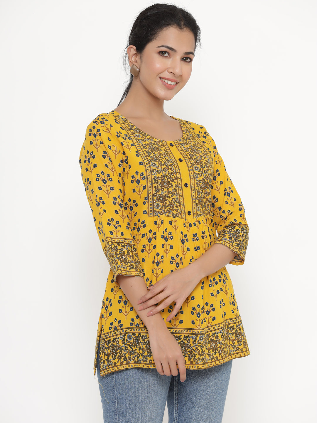 Rayon Floral Print Straight Top - Image 4
