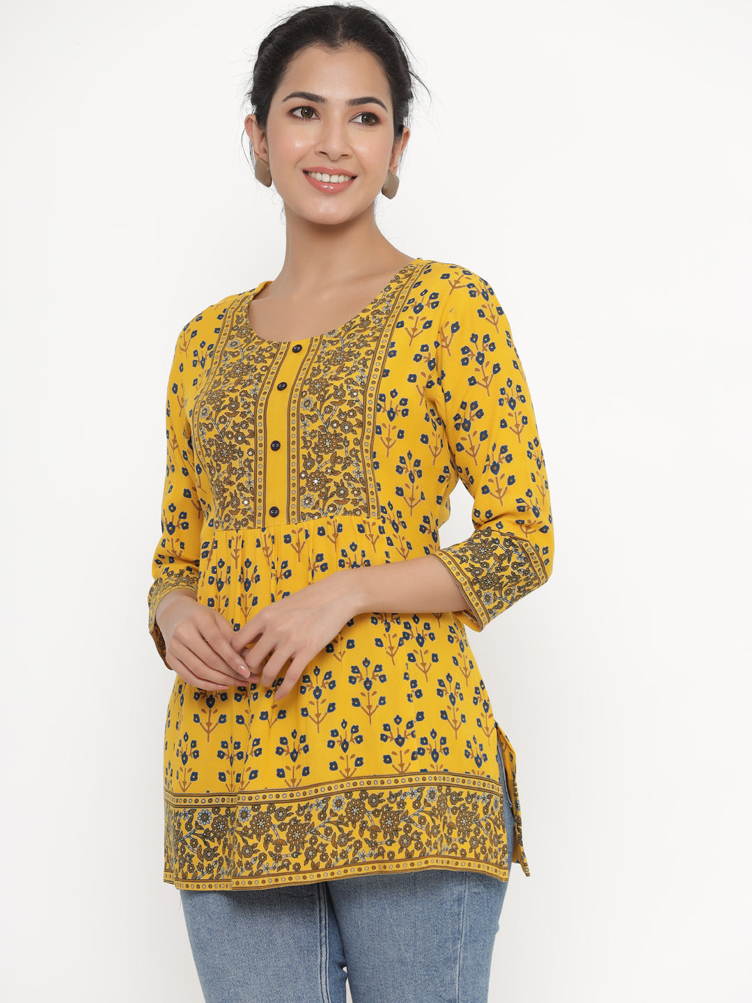 Rayon Floral Print Straight Top - Image 5
