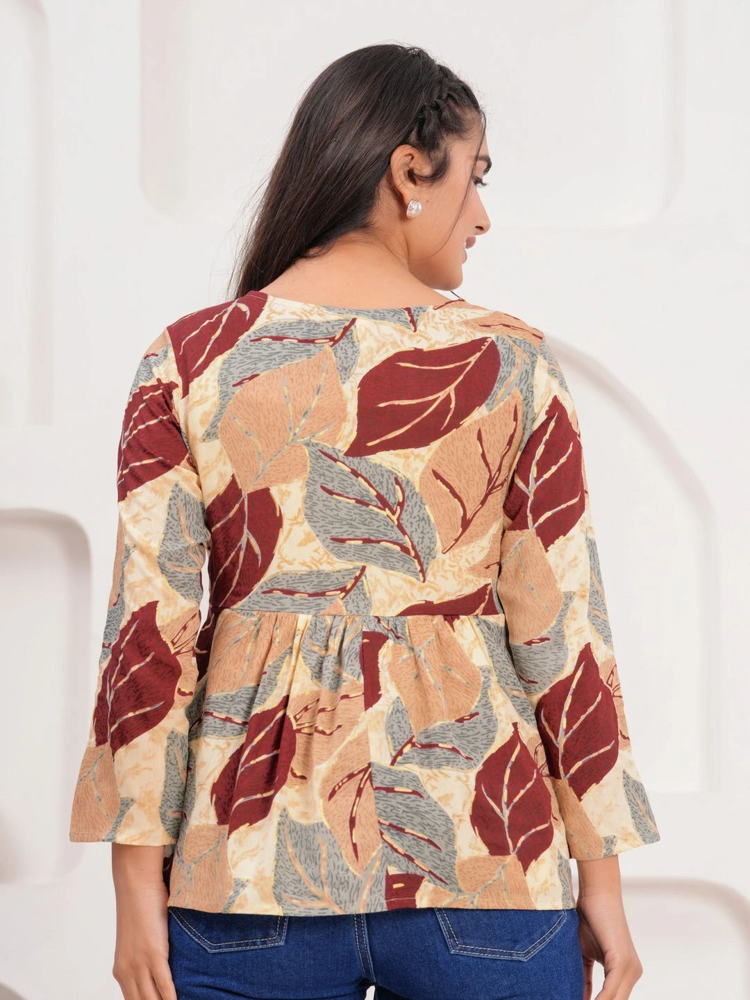 Grey Maroon Printed Tops & Tunic - Image 5