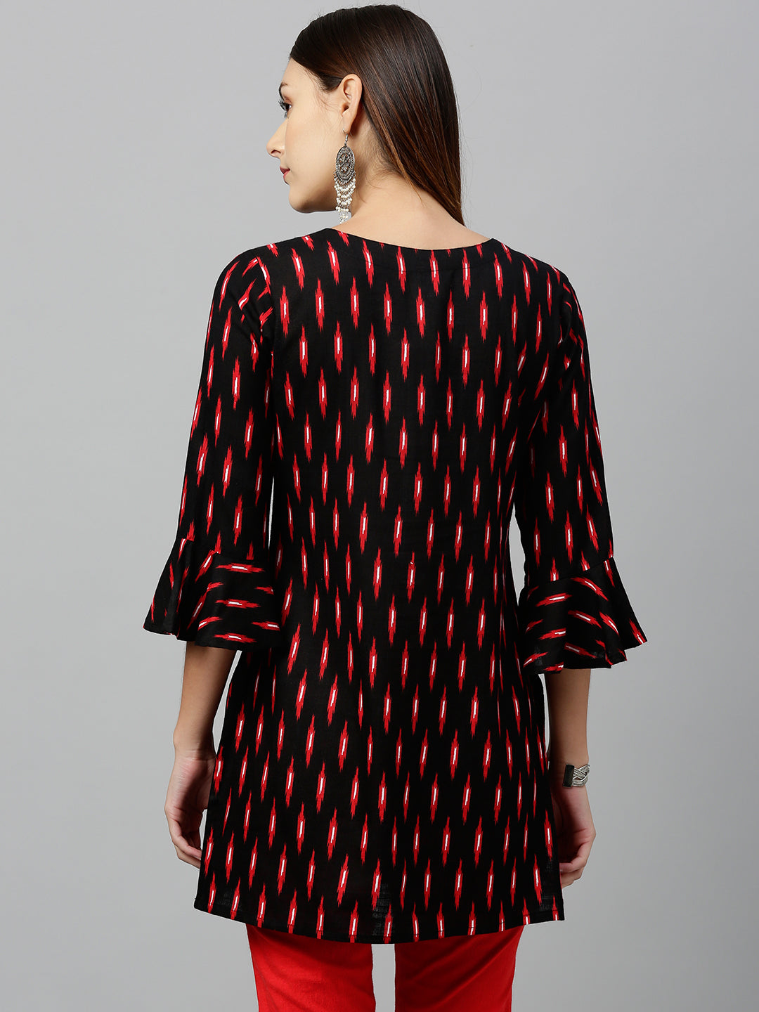 Rayon Ikkat Print Straight Tunic - Image 2