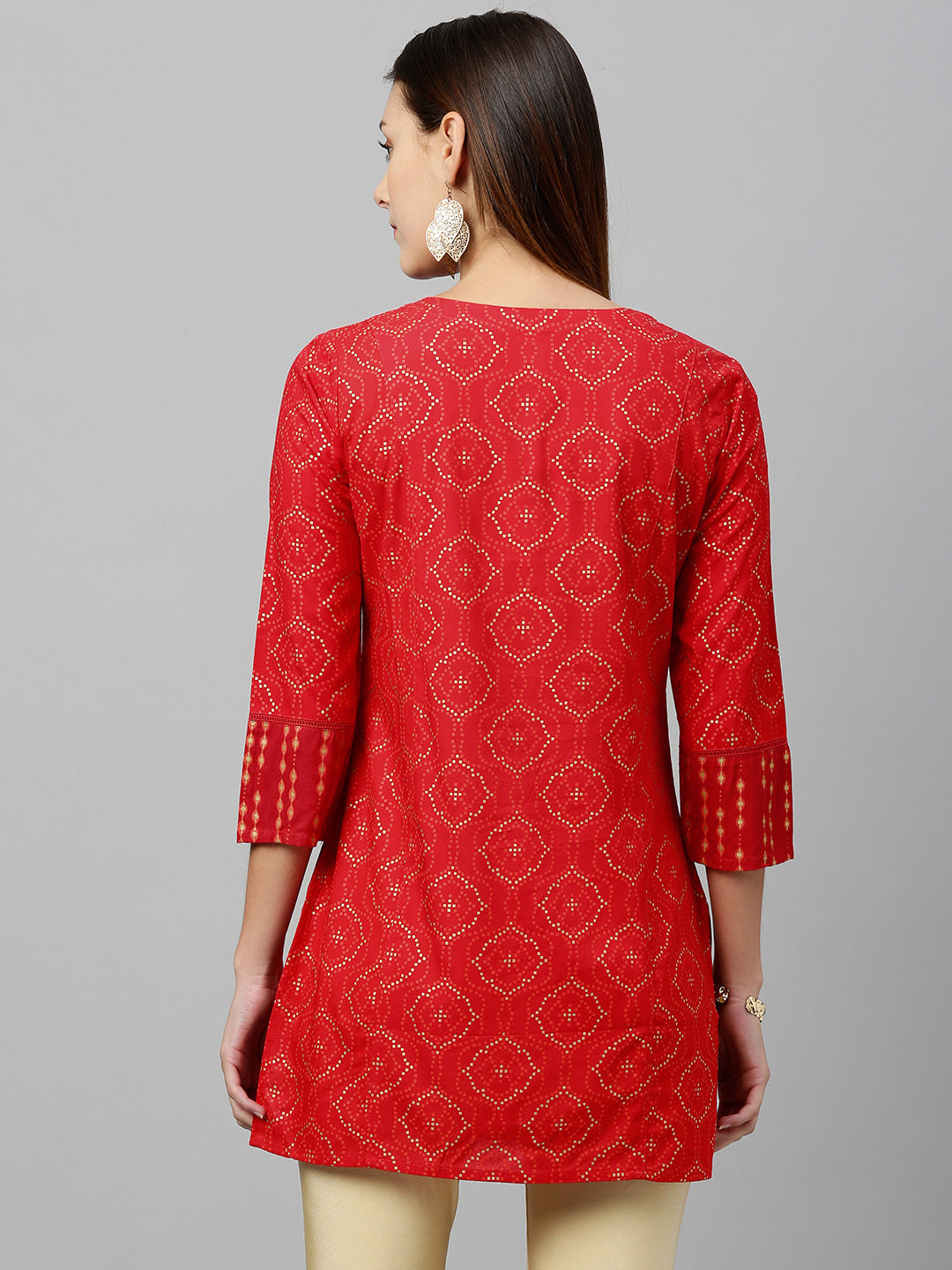 Rayon Gold Print Straight Tunic - Image 4