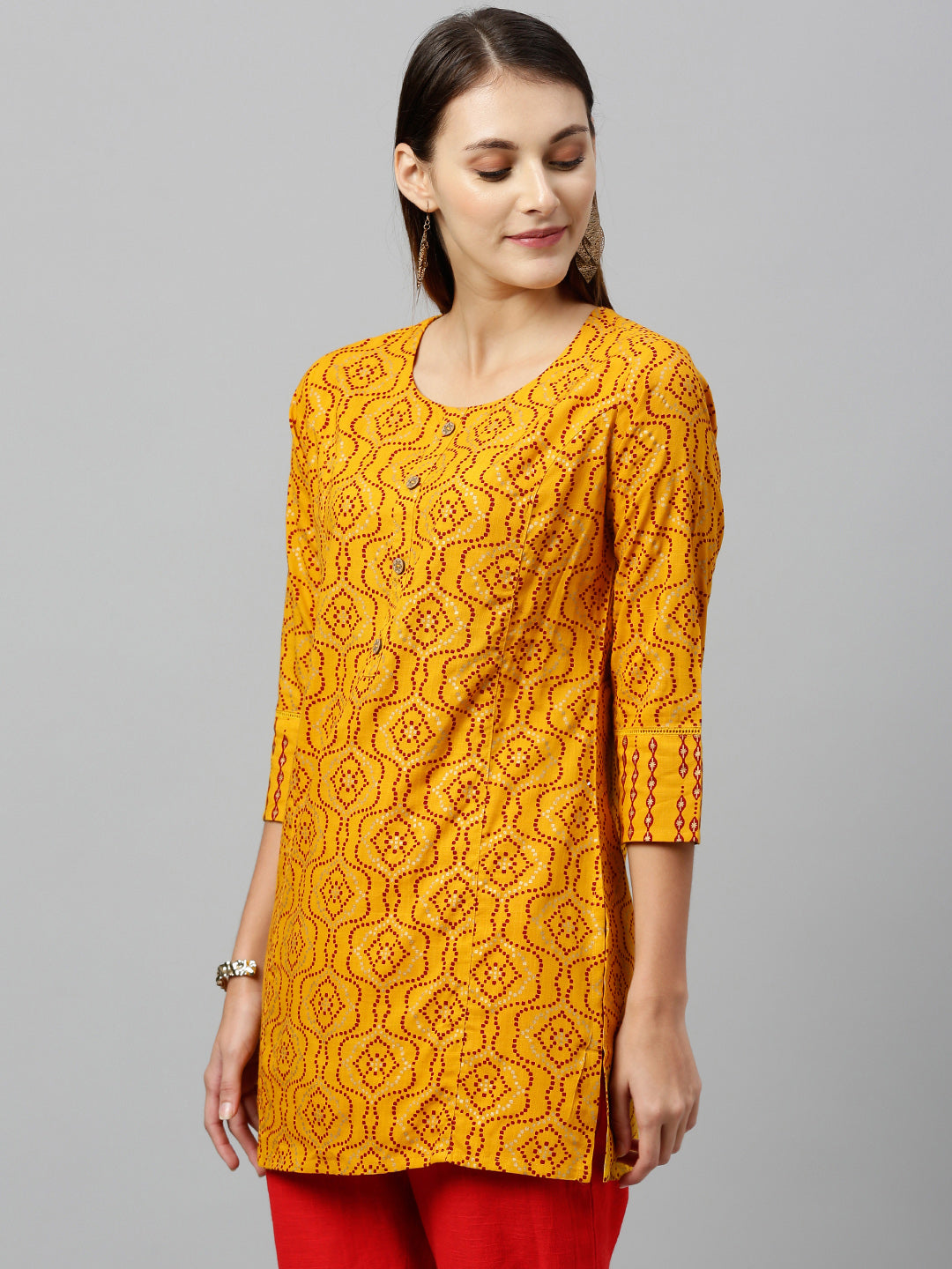 Rayon Gold Print Straight Tunic - Image 3