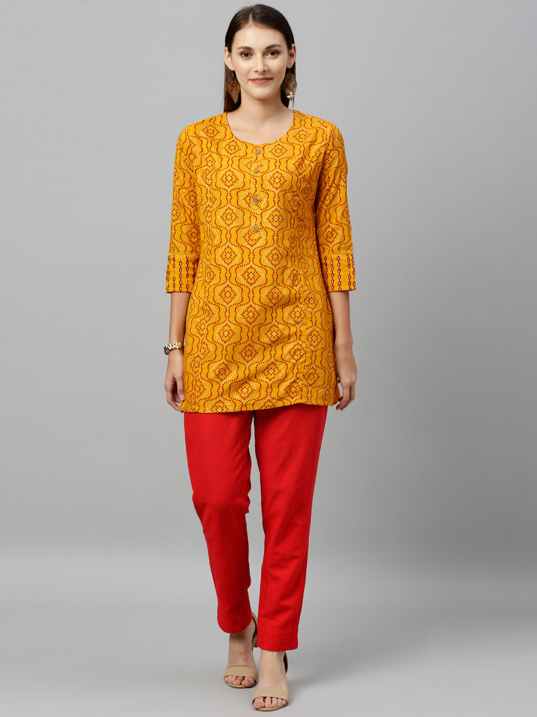 Rayon Gold Print Straight Tunic - Image 4