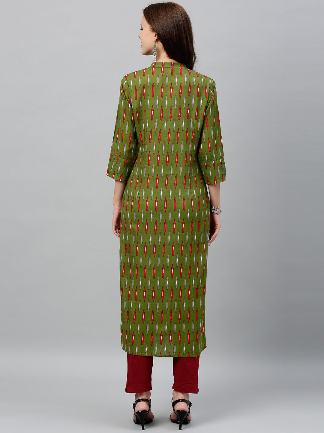 Rayon Ikkat Print Straight Kurta - Image 2