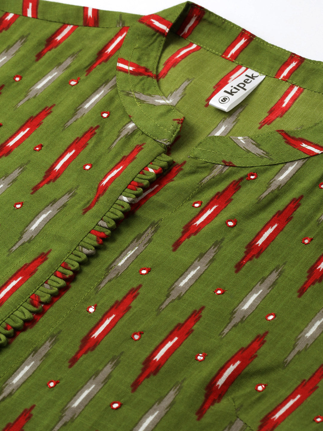 Rayon Ikkat Print Straight Kurta - Image 5
