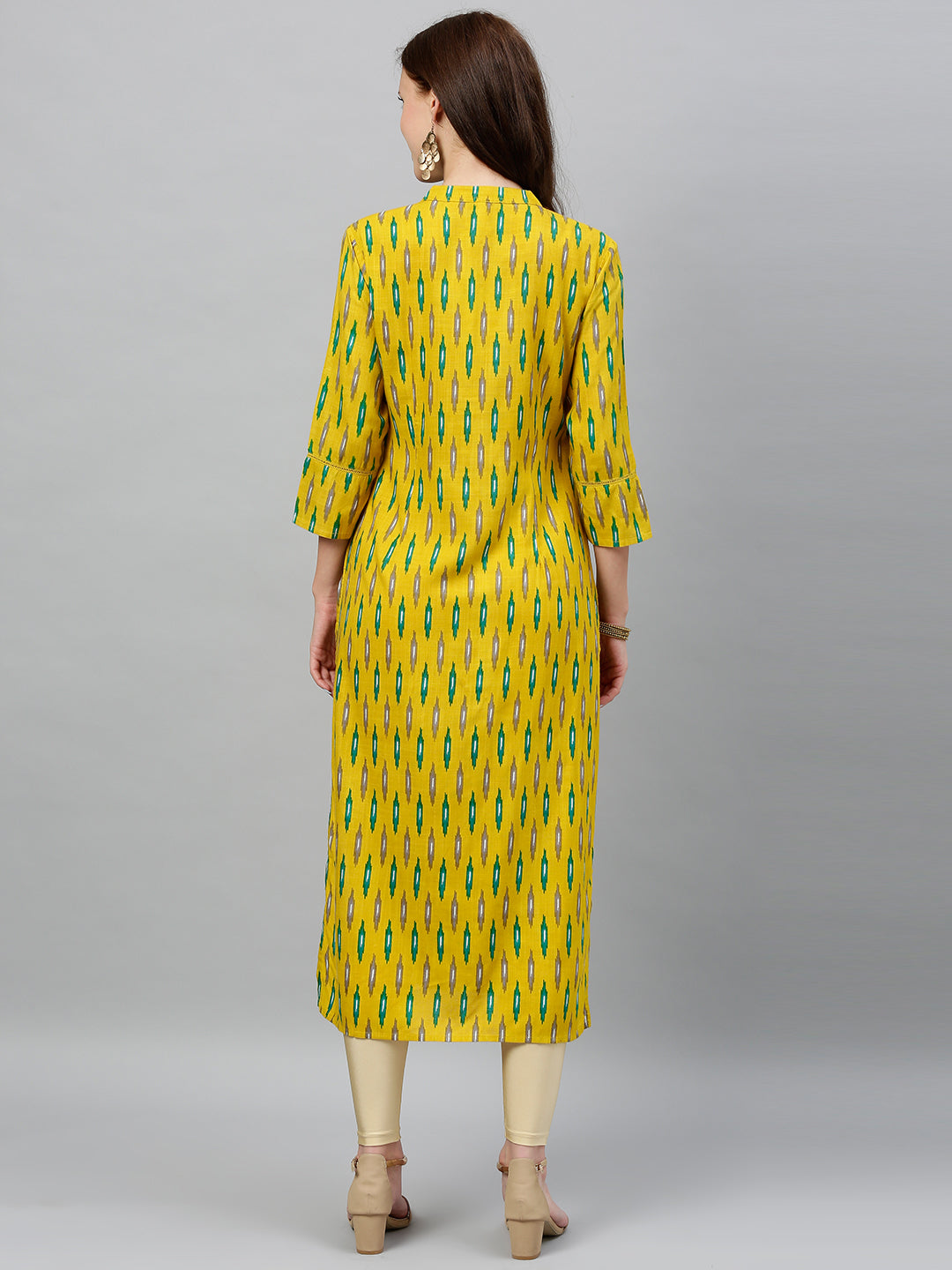Rayon Ikkat Print Straight Kurta - Image 2