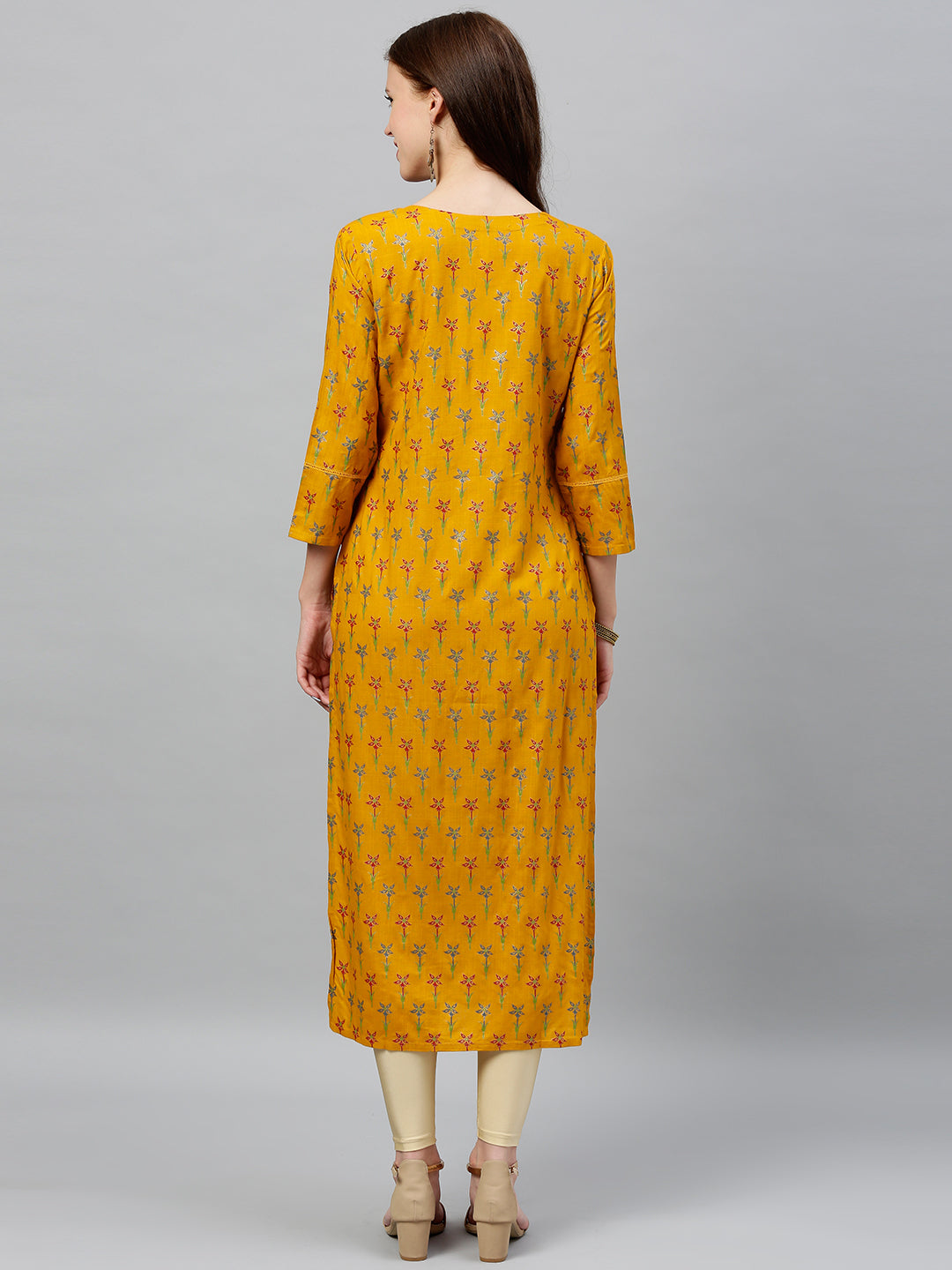 Rayon Floral Print Straight Kurta - Image 2