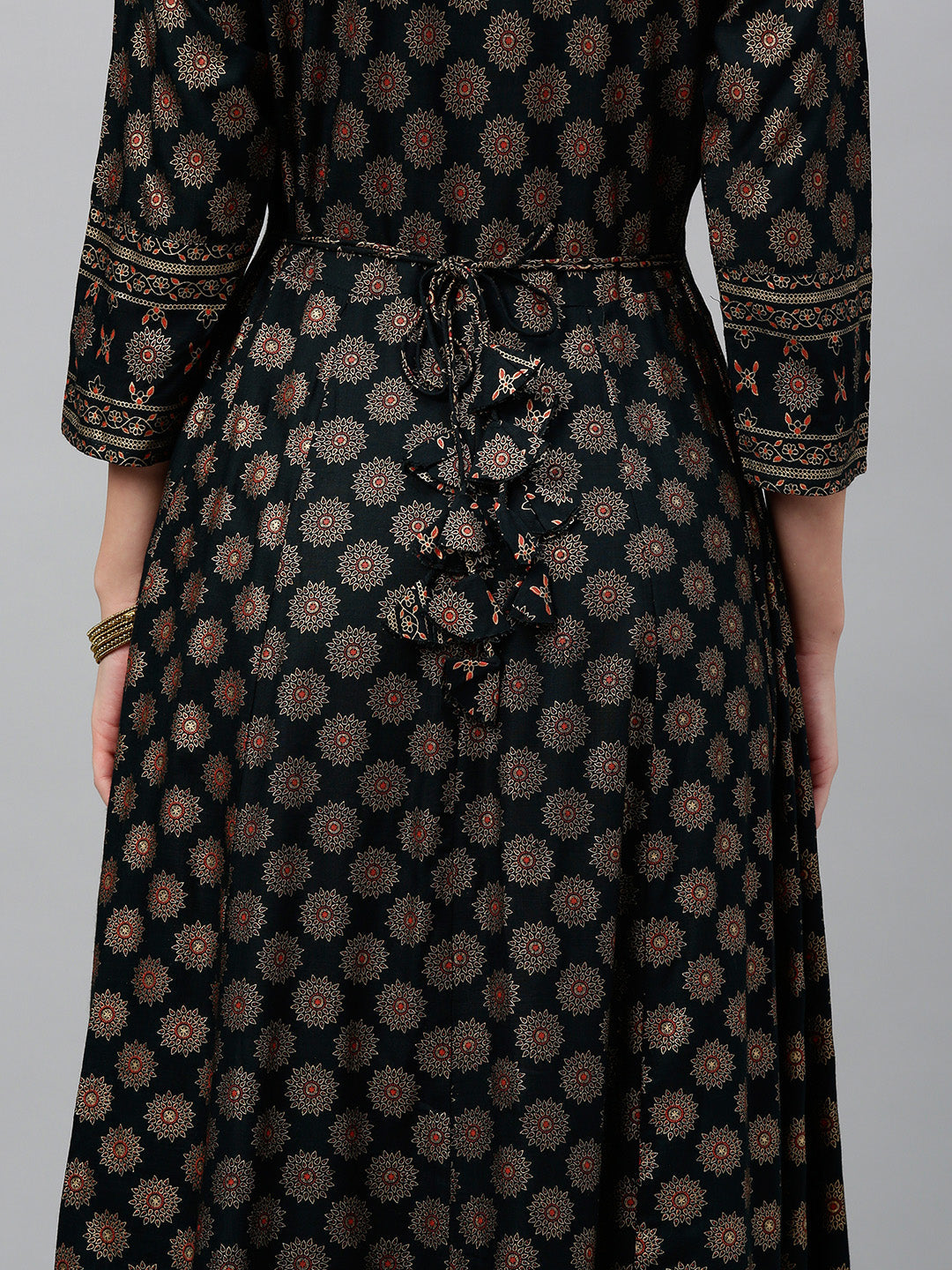 Rayon Gold Print Anarkali Kurta - Image 4