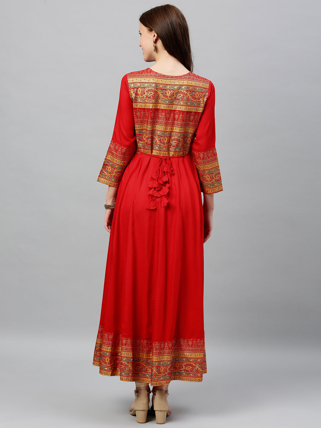 Rayon Gold Print Anarkali Kurta - Image 2