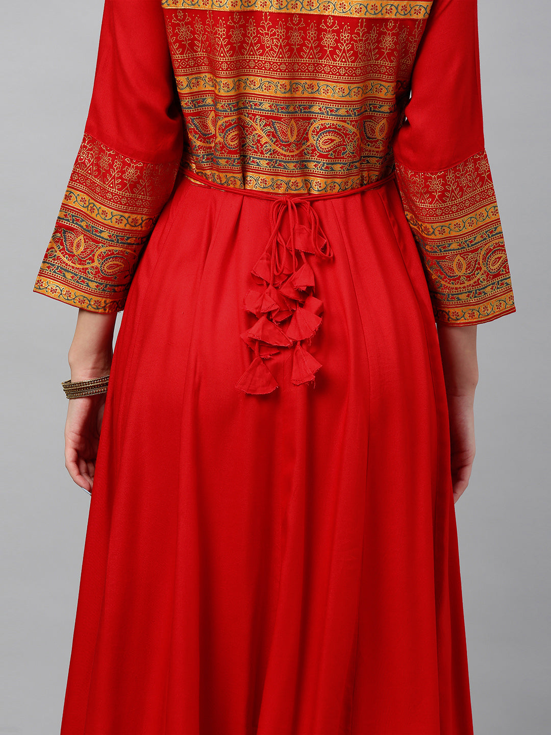 Rayon Gold Print Anarkali Kurta - Image 5