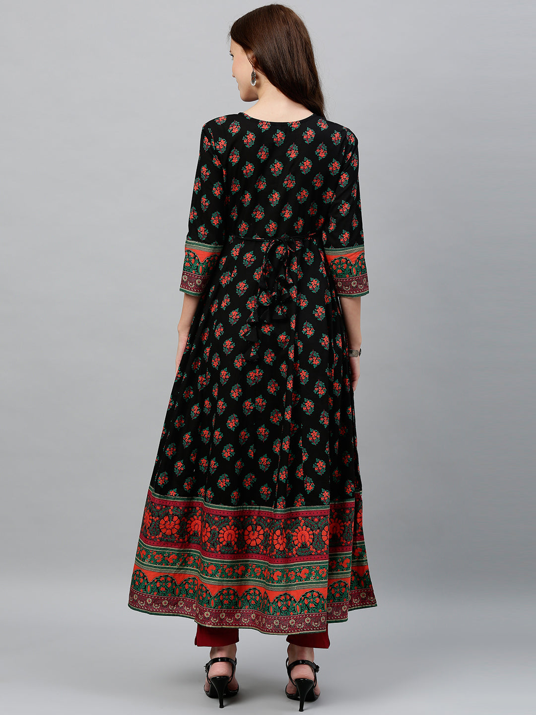 Cotton Floral Print Anarkali Kurta - Image 2