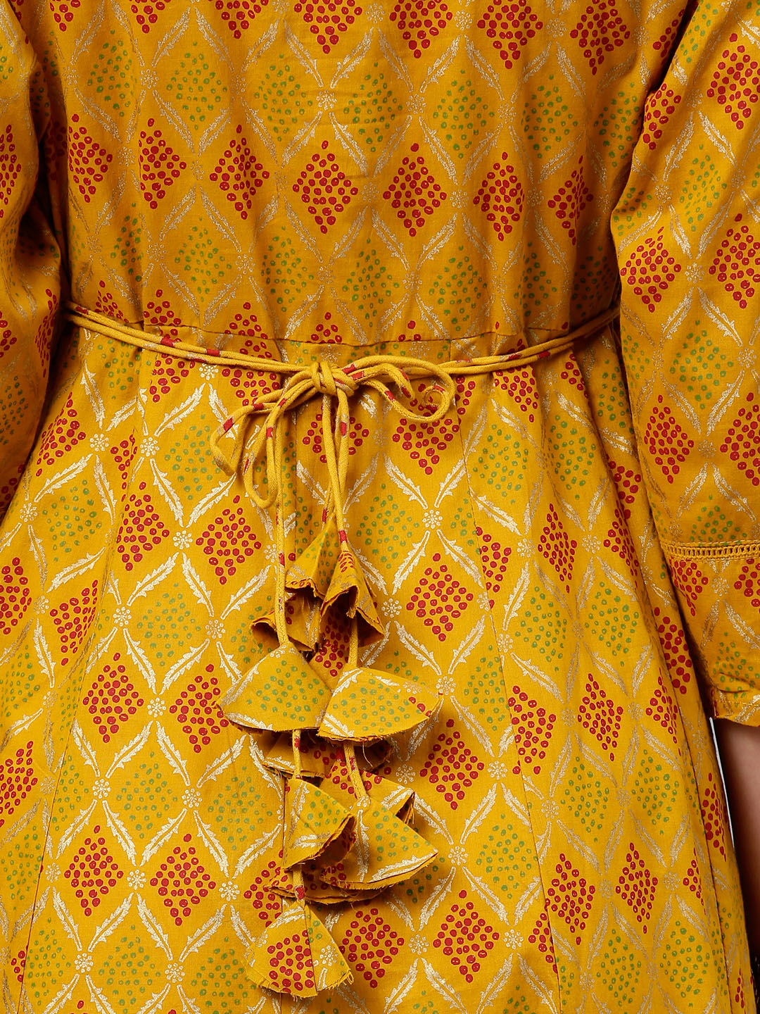 Cotton Gold Print Anarkali Kurta - Image 4