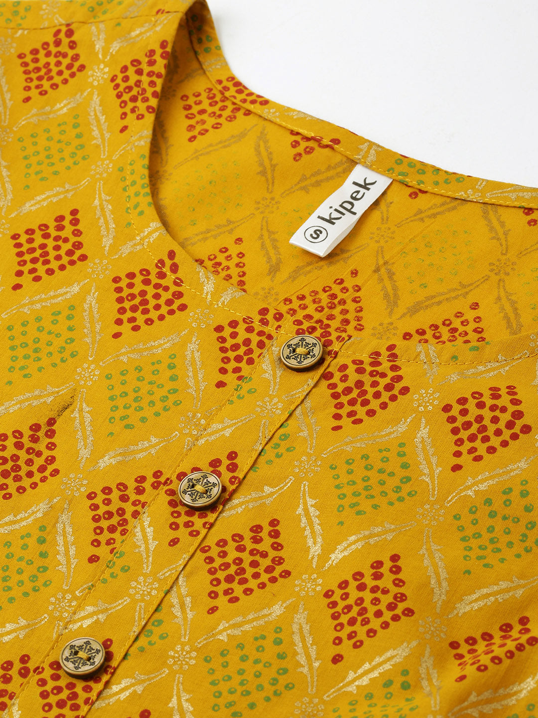 Cotton Gold Print Anarkali Kurta - Image 5