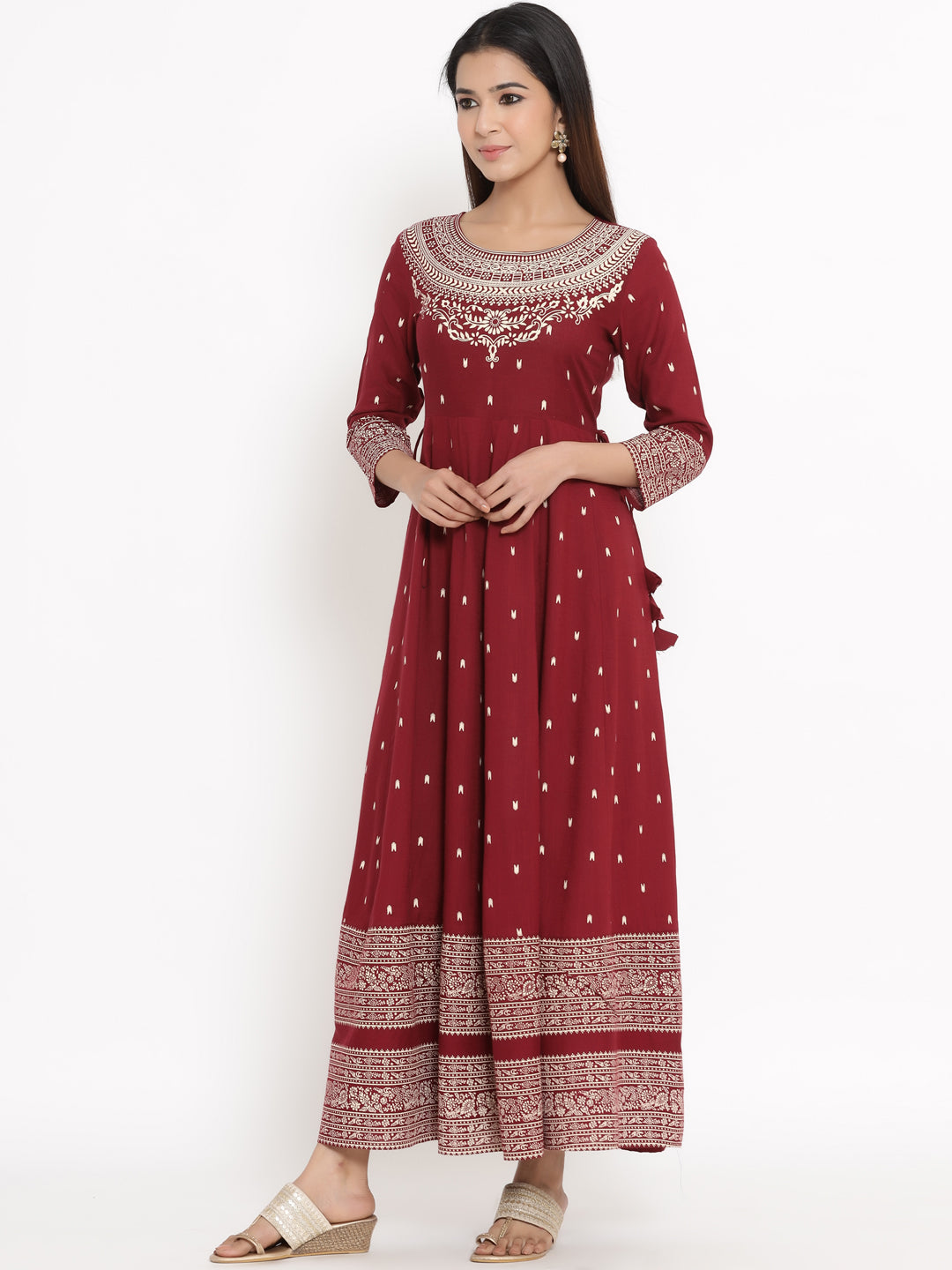 Rayon Floral Print Anarkali Kurta - Image 3