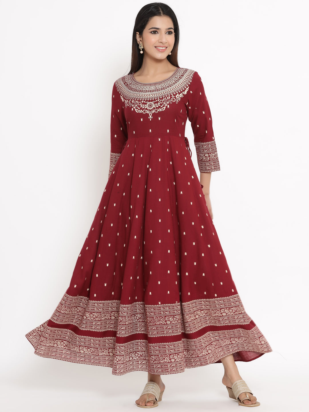 Rayon Floral Print Anarkali Kurta - Image 4