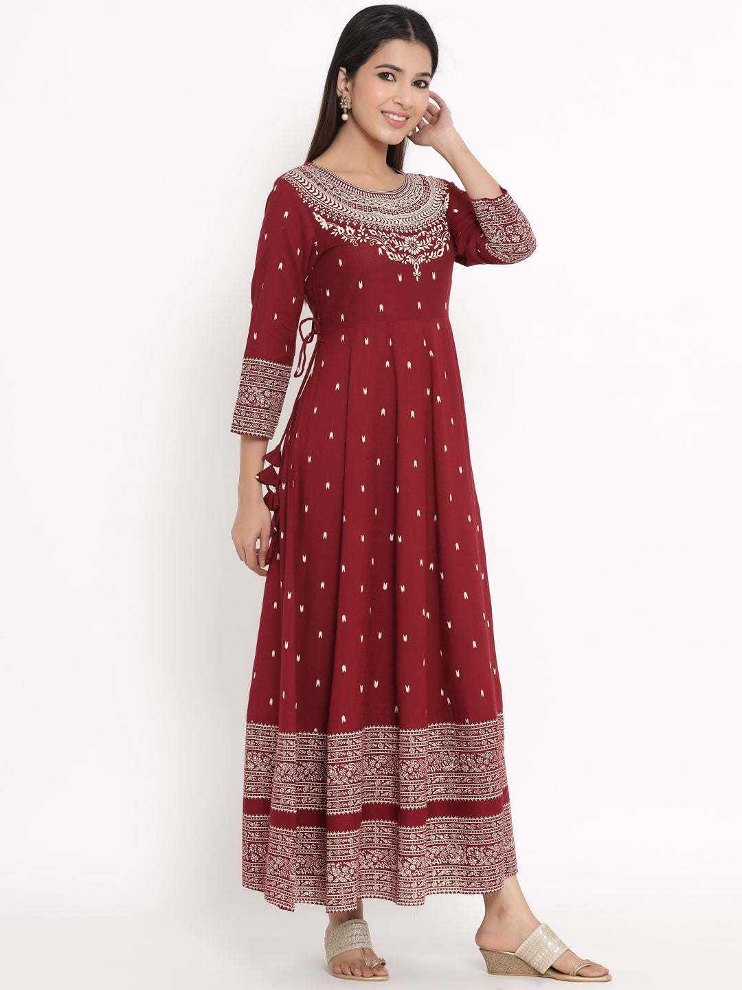 Rayon Floral Print Anarkali Kurta - Image 5