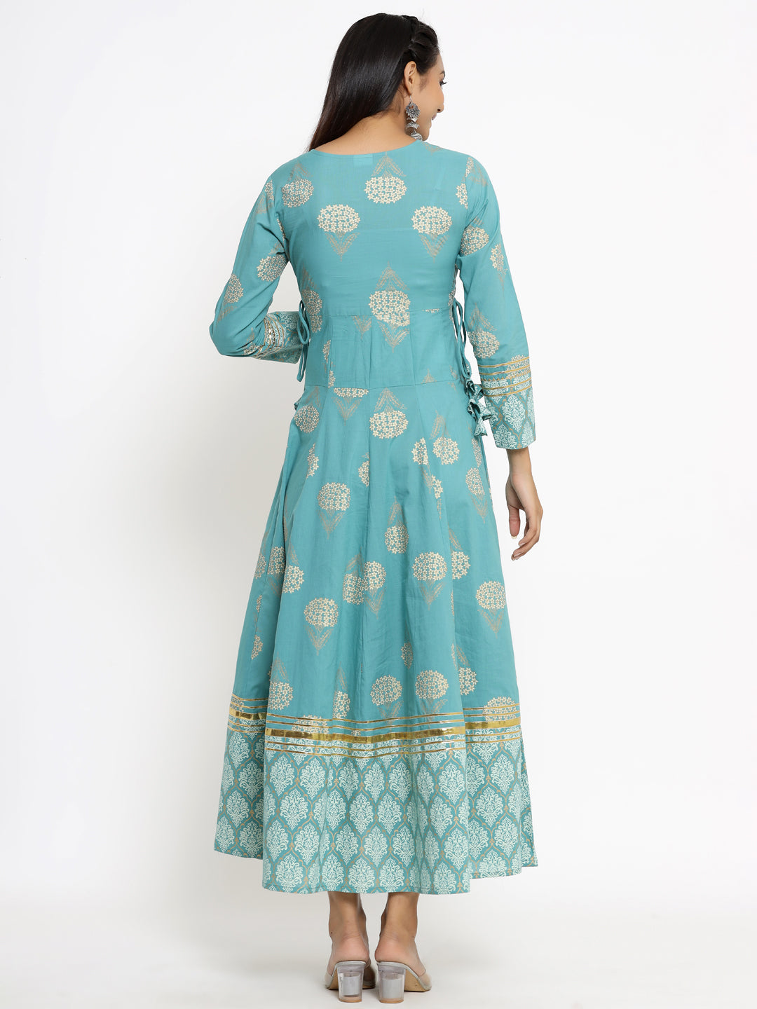 Rayon Gold Print Anarkali Kurta - Image 2
