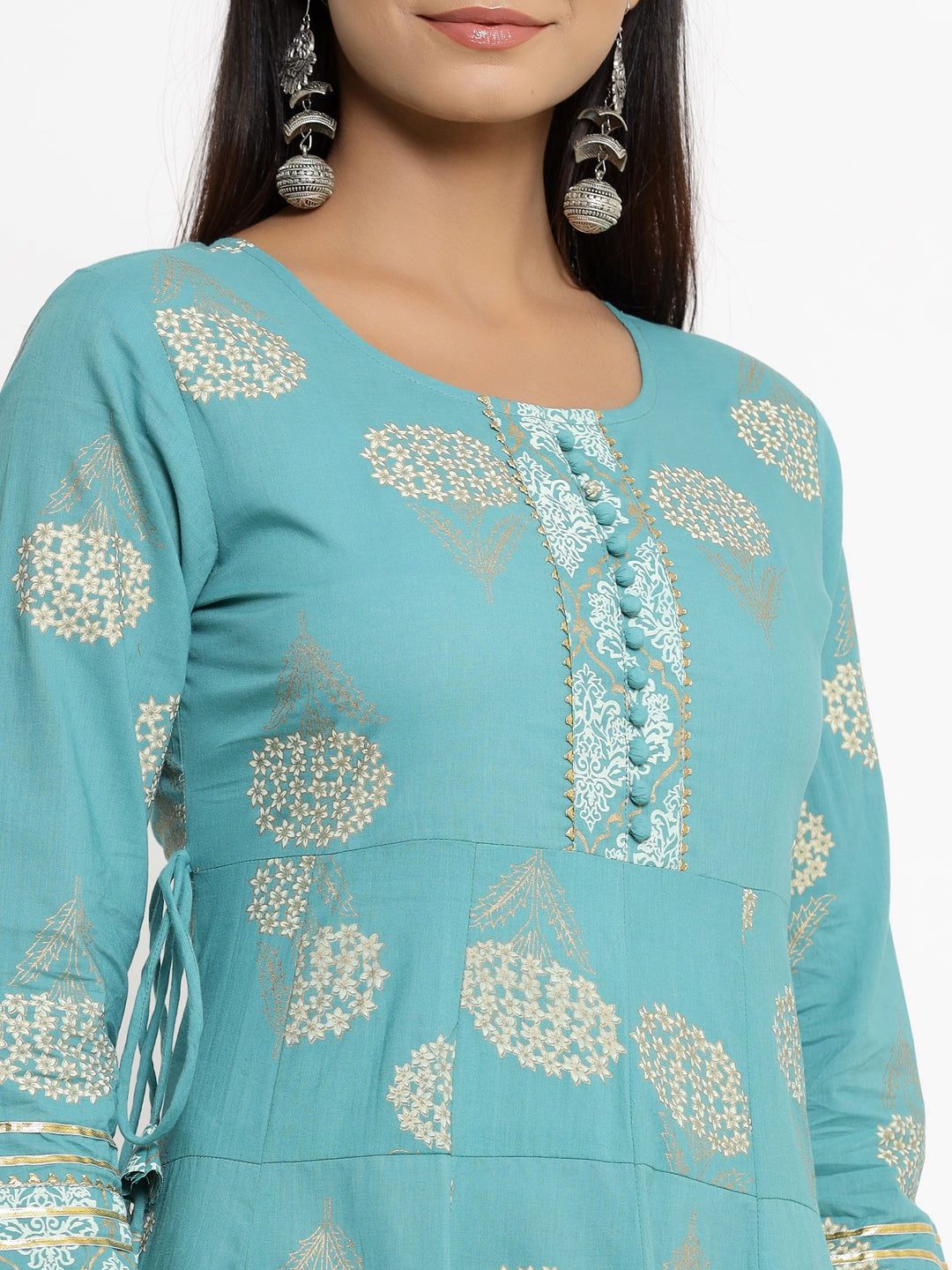 Rayon Gold Print Anarkali Kurta - Image 4