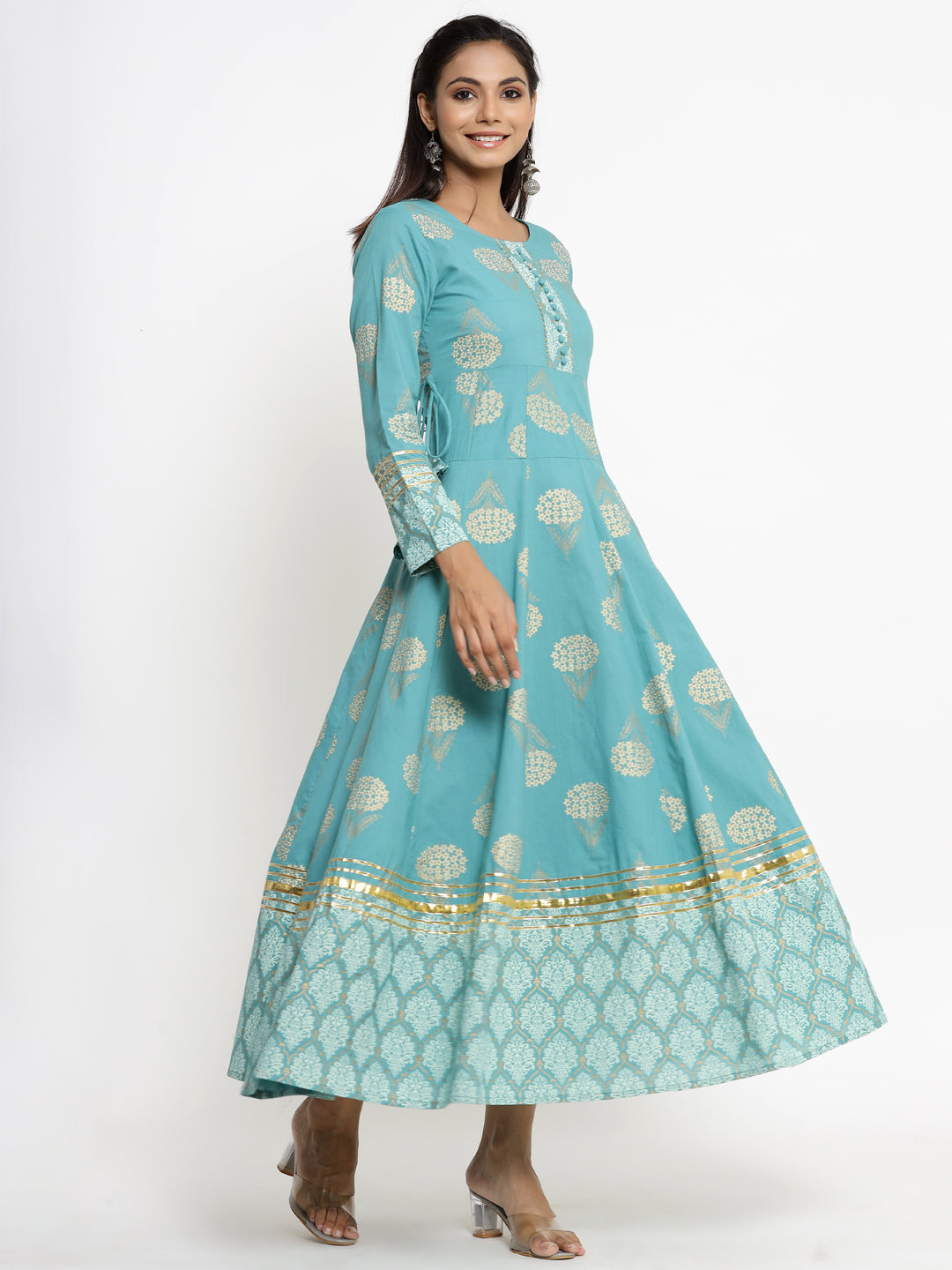 Rayon Gold Print Anarkali Kurta - Image 5