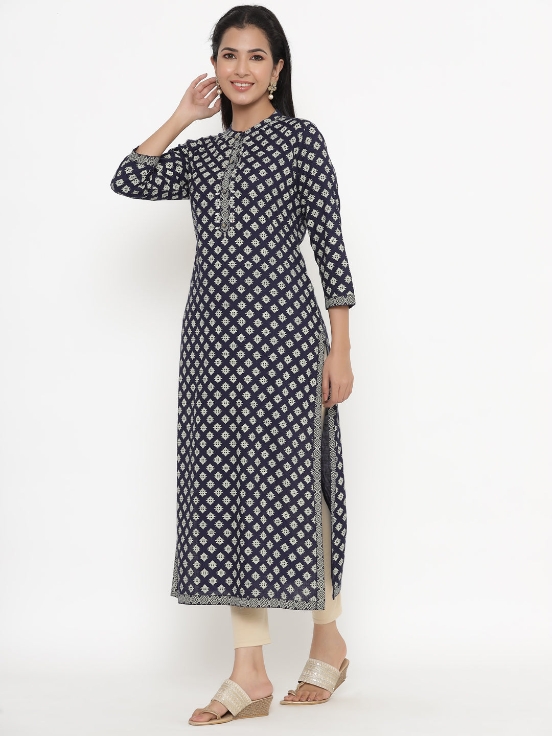 Rayon Block Print Straight Kurta - Image 5