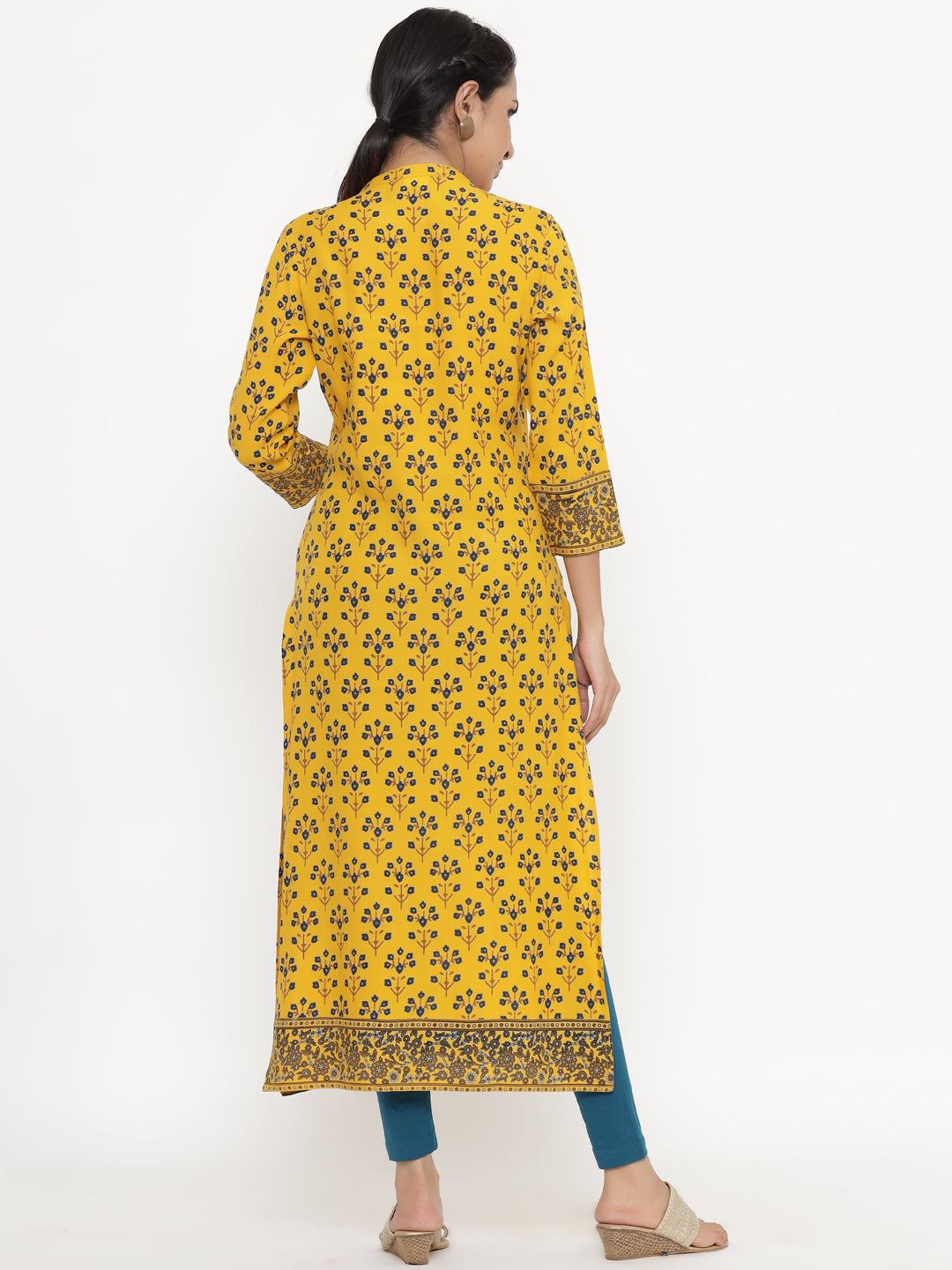 Rayon Floral Print Straight Kurta - Image 2
