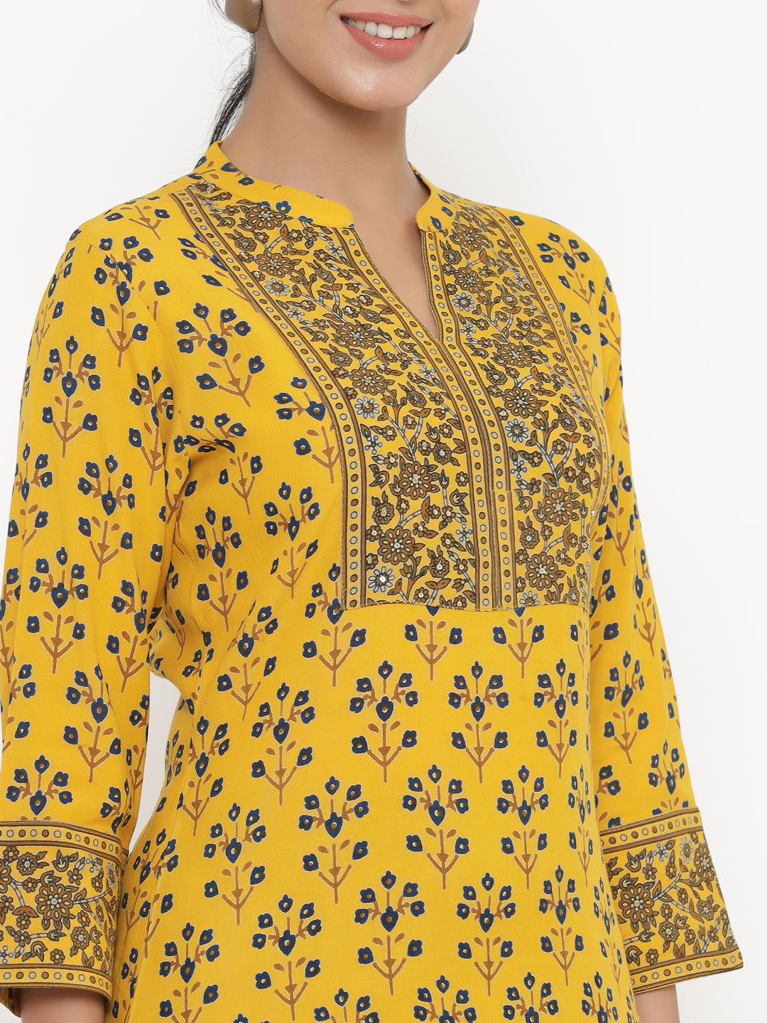 Rayon Floral Print Straight Kurta - Image 3