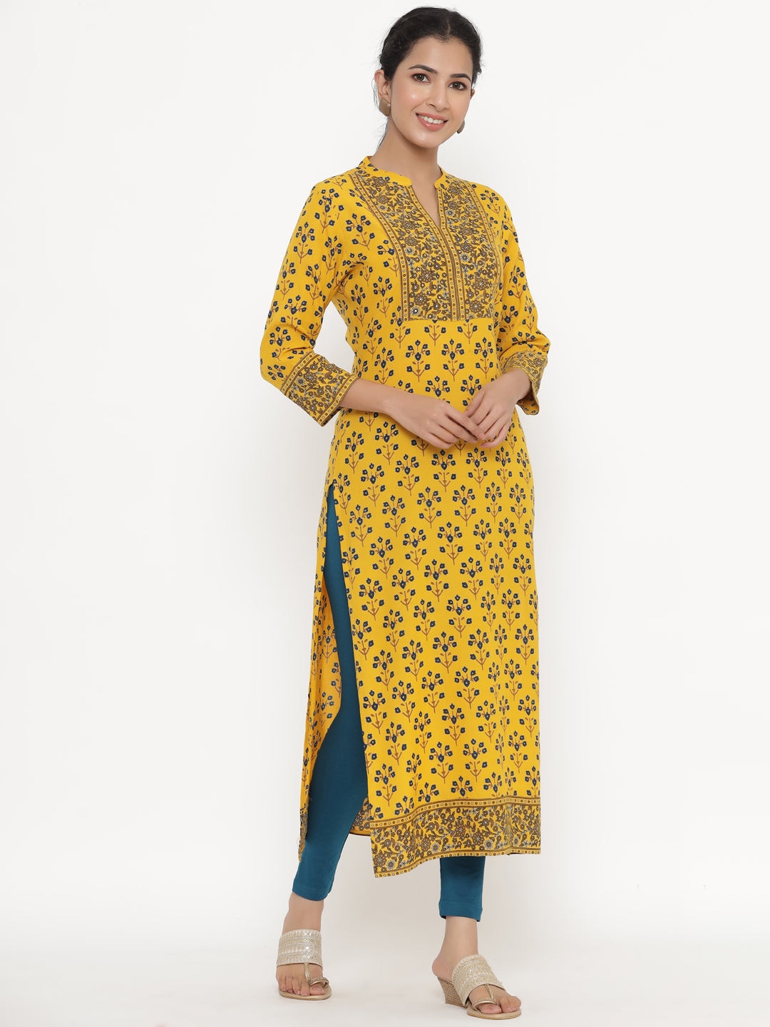 Rayon Floral Print Straight Kurta - Image 4