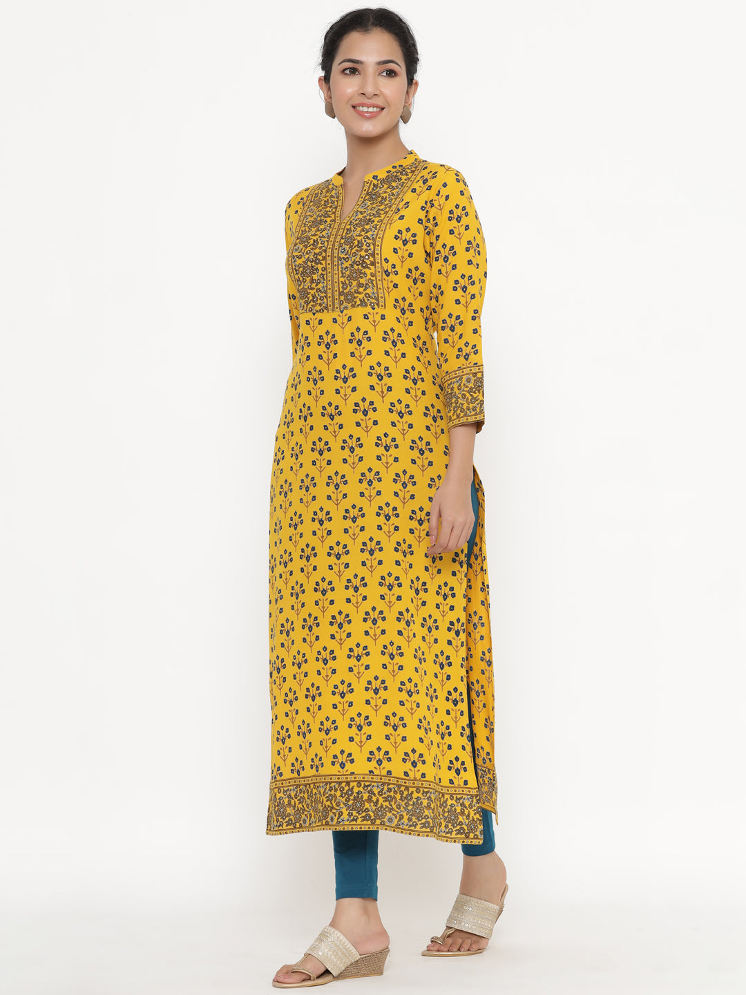 Rayon Floral Print Straight Kurta - Image 5