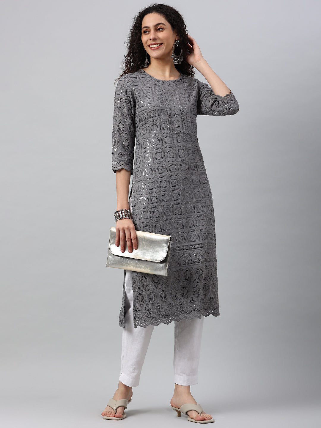 Rayon Embroidery Straight Kurta - Image 5