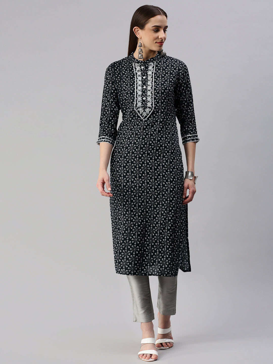 Rayon Printed Straight Kurta - Image 4