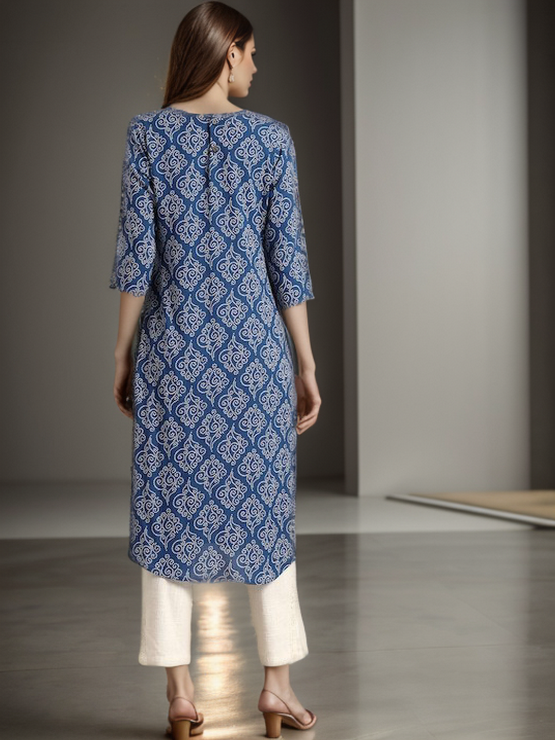 Rayon Bandhani Print Straight Kurta - Image 2