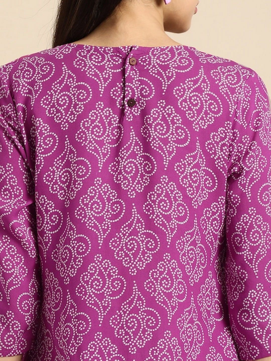 Rayon Bandhani Print Straight Kurta - Image 5