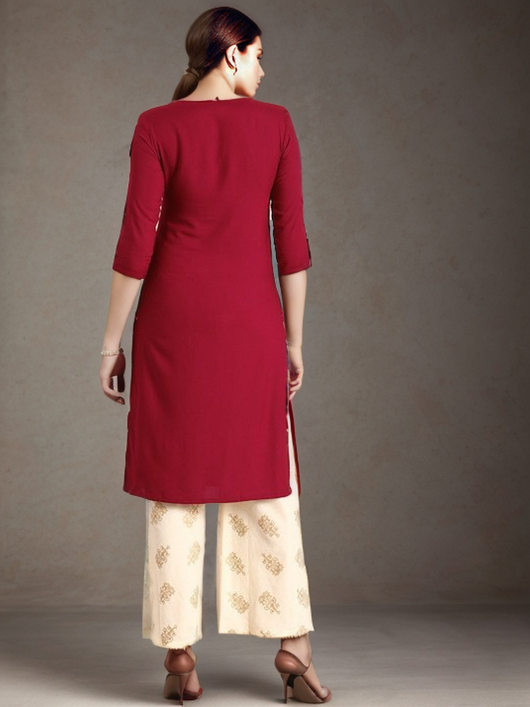 Rayon Solid Straight kurta - Image 2