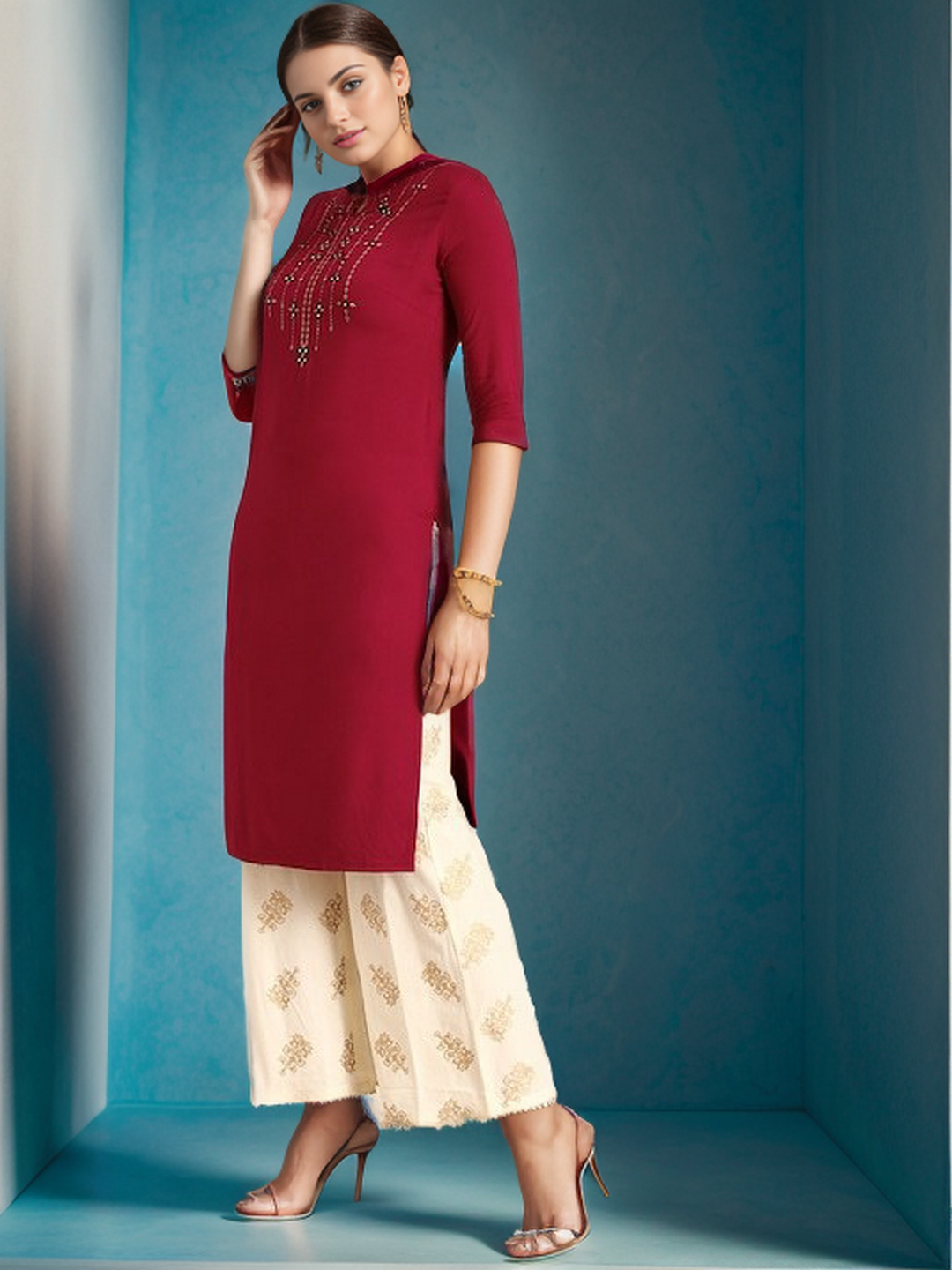Rayon Solid Straight kurta - Image 3