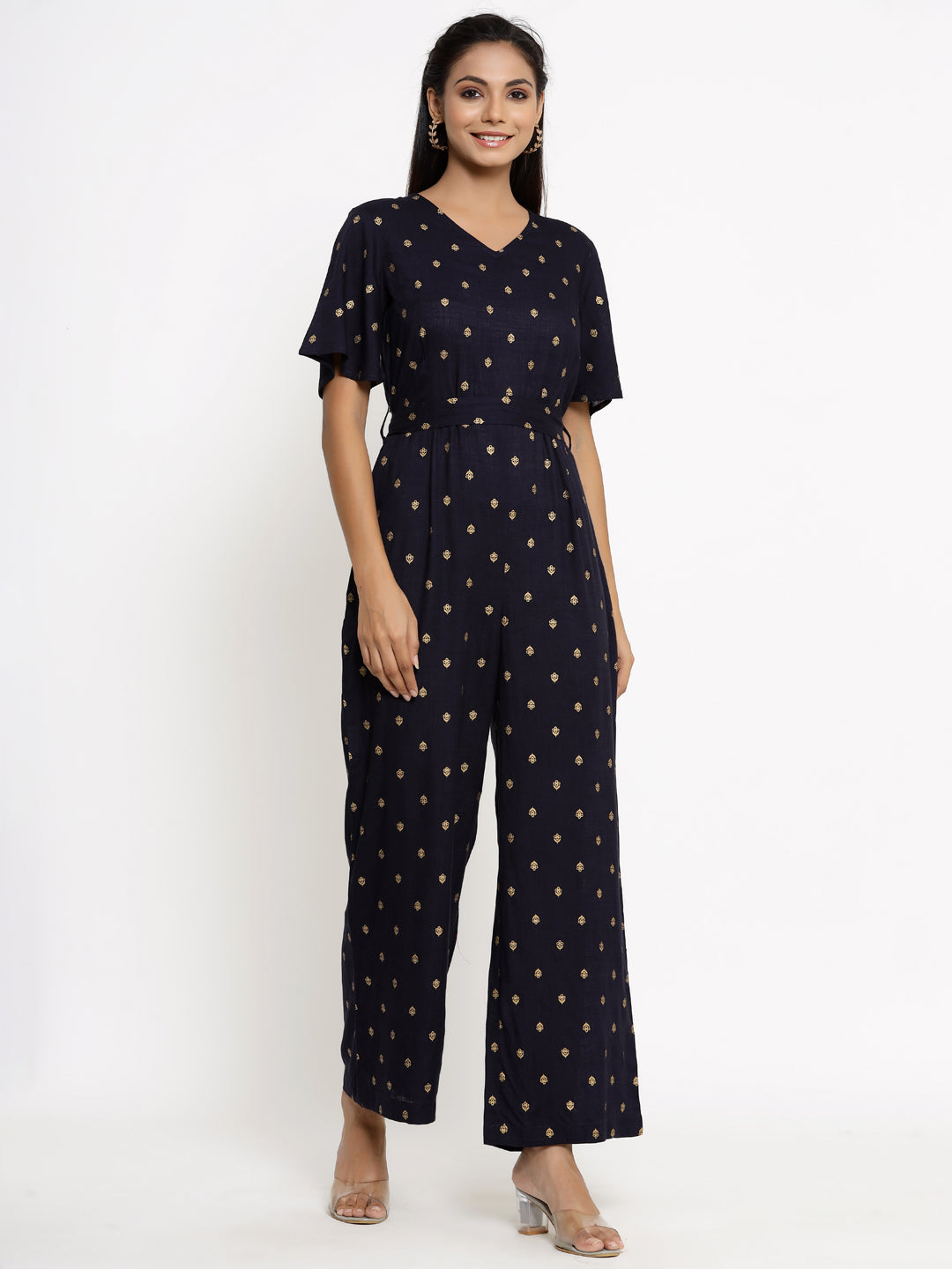 Rayon Block Print Straight Jumpsuit - Image 3