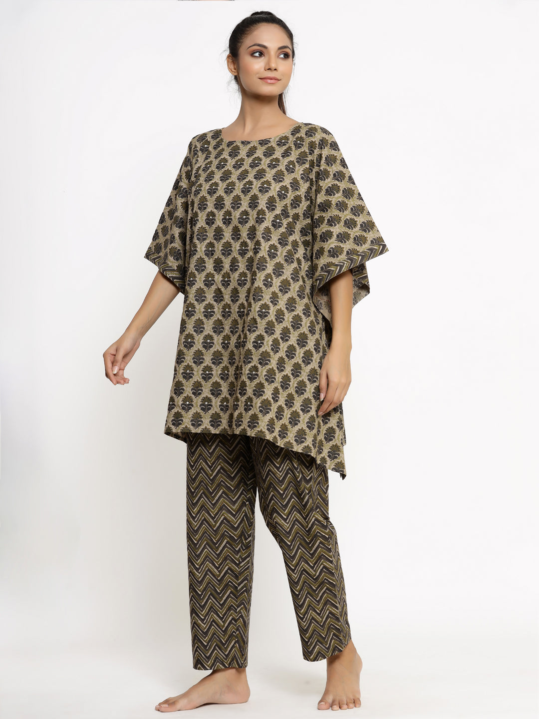 Cotton Printed Kaftan Kaftan With Pant - Image 3