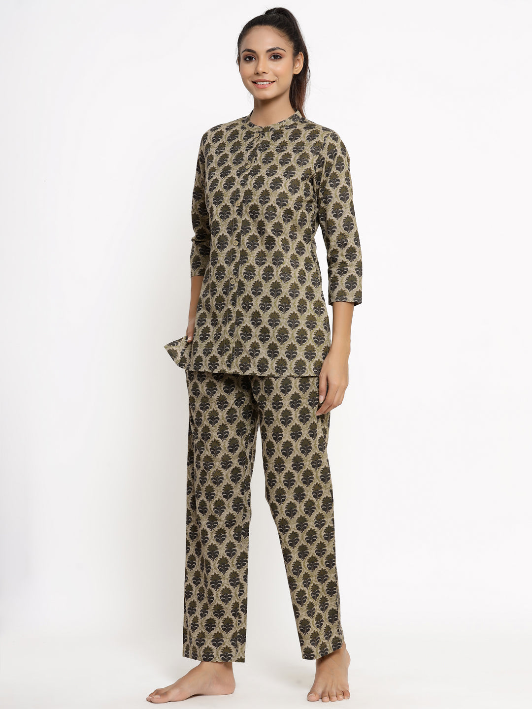 Cotton Printed Regular Top And Pyjama - Image 3