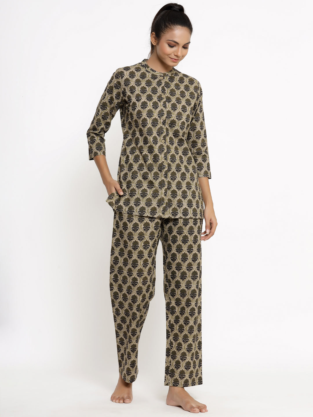 Cotton Printed Regular Top And Pyjama - Image 5