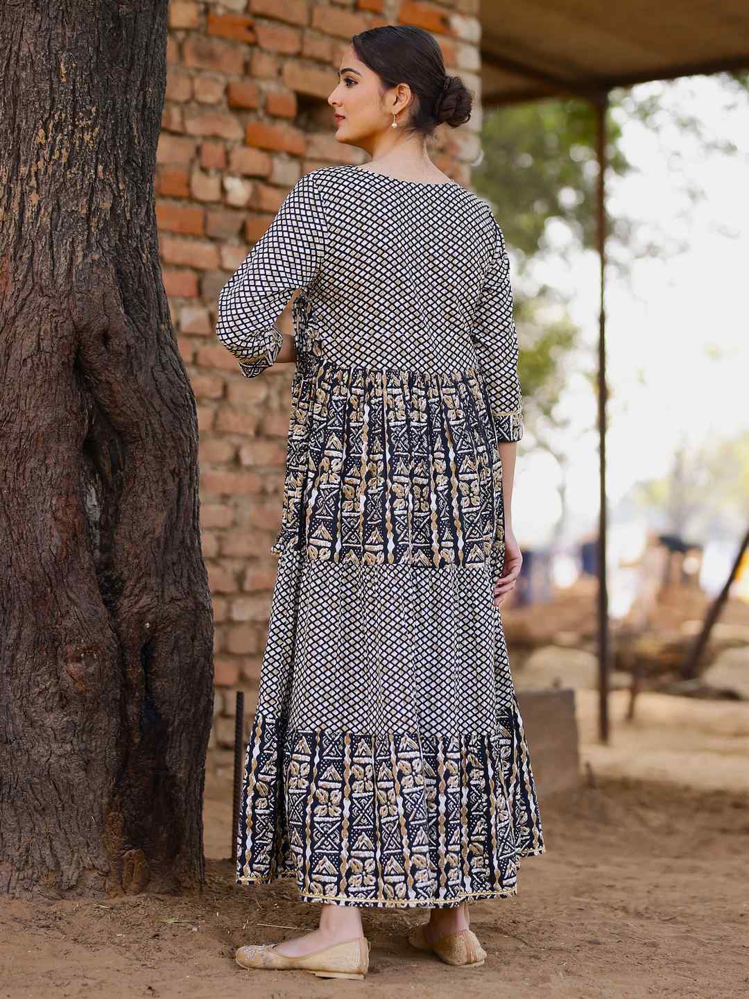 Flared Printed Viscose Rayon Dress - Image 2